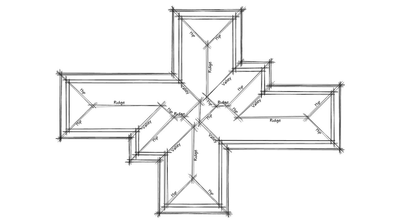 Basic & Easy How to draw a roof plan in AutoCAD Tutorial - Hip Roof Plan Part 2