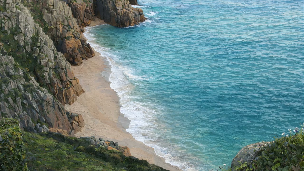 Hidden Cornish Cove | Luxury 4K Coastal Oil Painting for Frame TV (2 Hours)