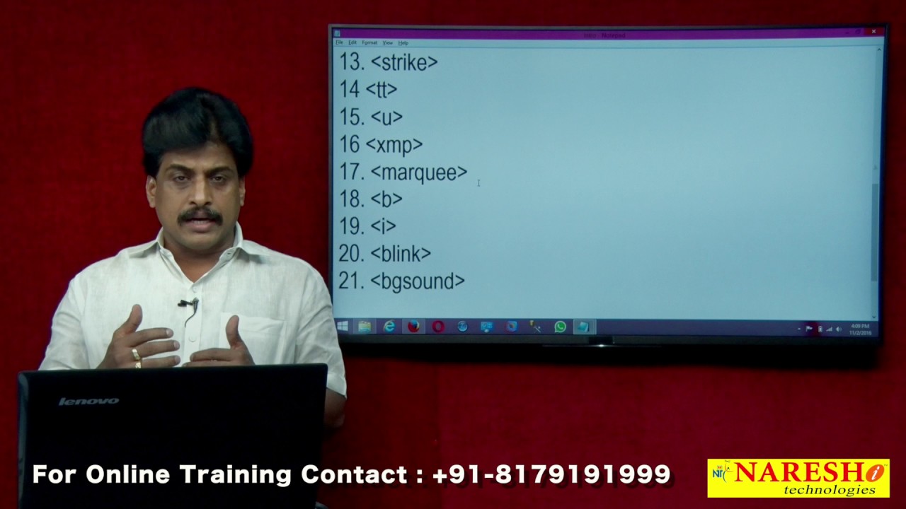 Deprecated Elements - HTML | Web Technologies Tutorial | Mr.Subbaraju