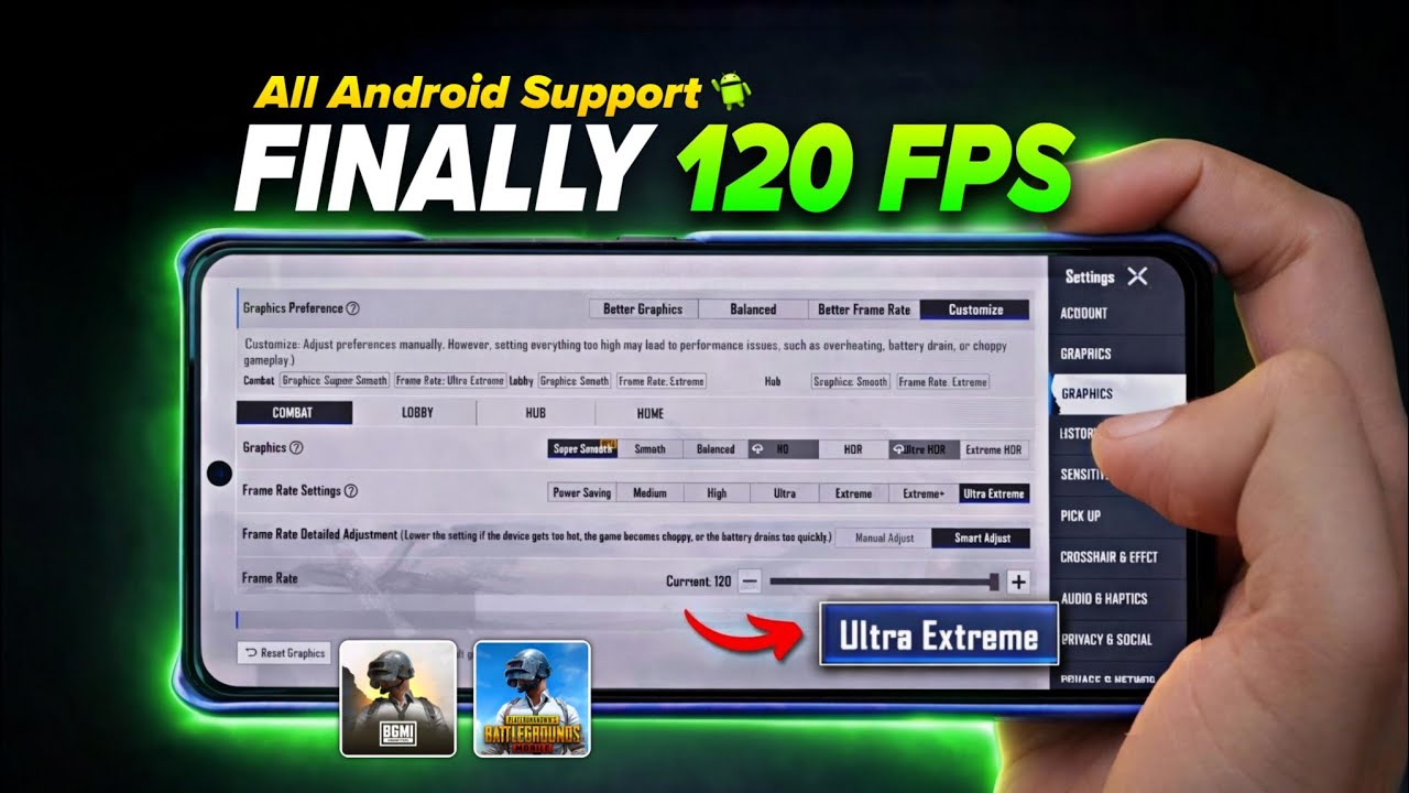 Unlock 120 FPS in BGMI 🔥 Super Smooth Graphics | BGMI New Update 4.3