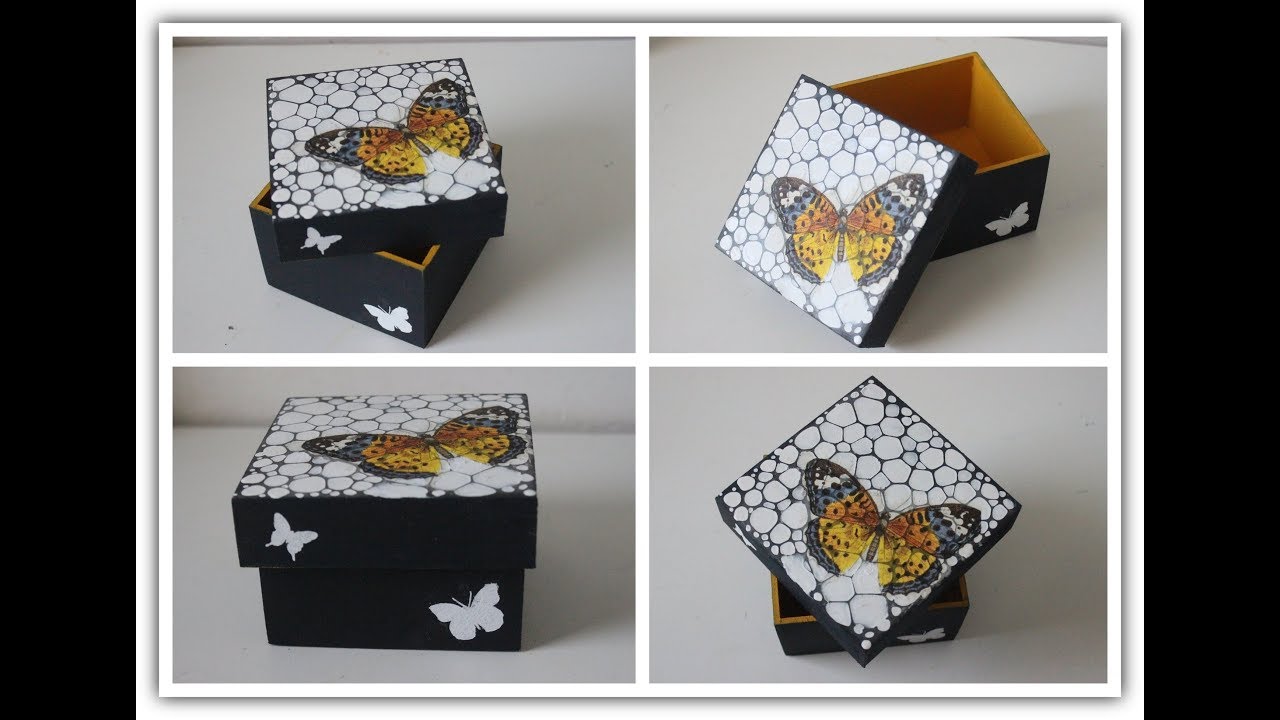 Caja decorada con jacarelado con cola blanca y decoupage - Manualidades - DIY