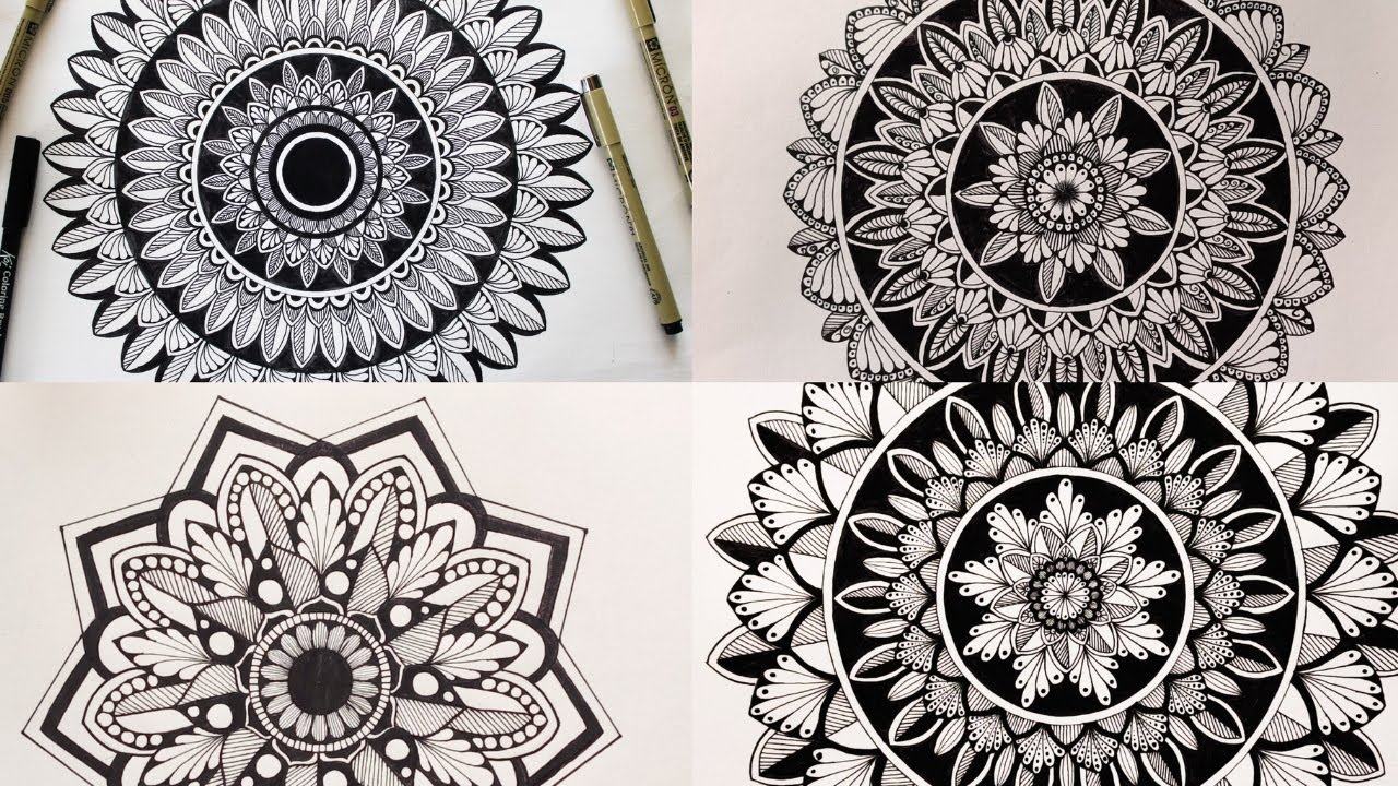 4 mandala drawing for beginners || how to draw MANDALA ART for beginners