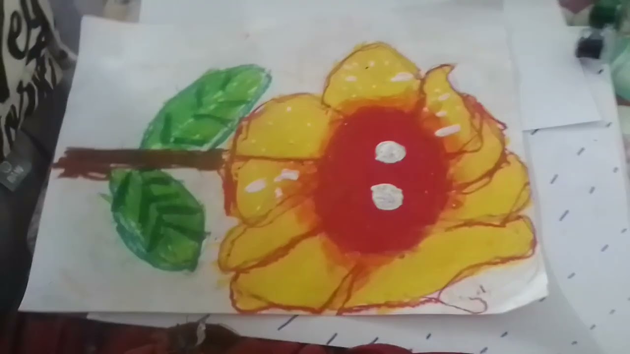  🌻 Senior kg flower portrait painting 🖌️