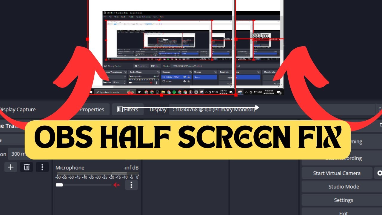 OBS HALF SCREEN FIX EASY TUTORIAL