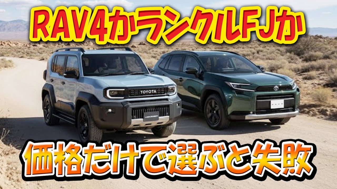 【RAV4かランクルFJか──価格だけで選ぶと失敗】約100万円差で生き方が変わる！理解不足は危険