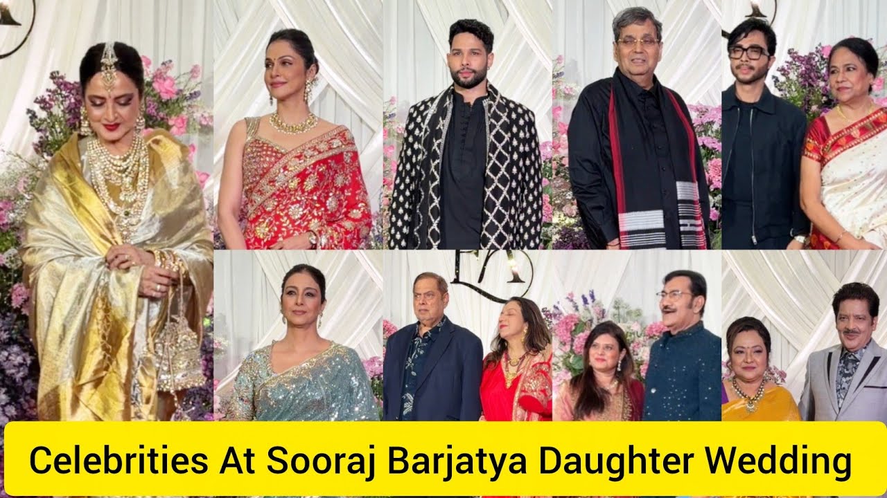 Celebrities At Sooraj Barjatya Daughter Wedding Rekha Ji Isha Tabu Udit Narayan Siddhant Chaturvedi 