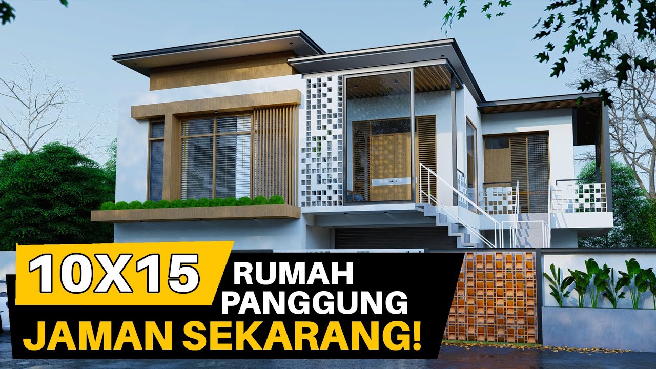 DESAIN RUMAH PANGGUNG MINIMALIS 10X15 METER DENGAN BANYAK KAMAR TIDUR - VIRE STUDIO