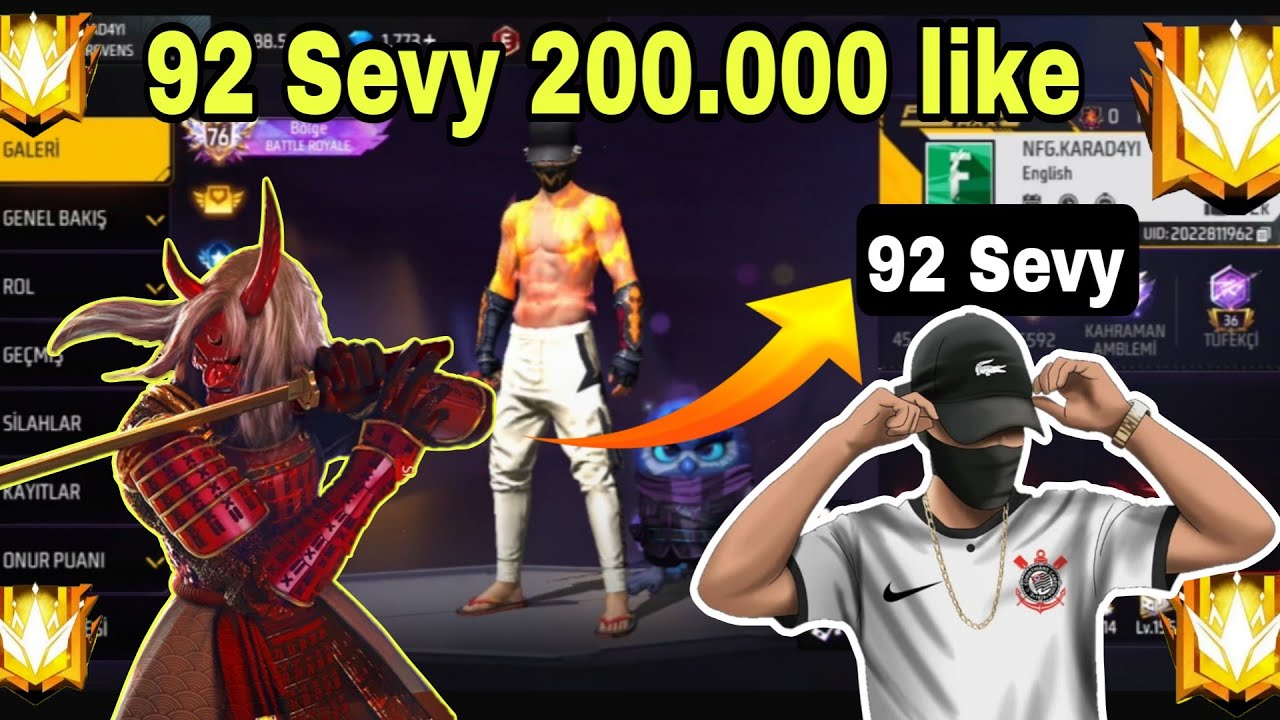 92 SEVİYE 200.000 LİKE TÜRKİYE'NİN EN BÜYÜK HESAPLARINDAN BİRİNİ İNCELİYORUZ FULL + FULL #freefire