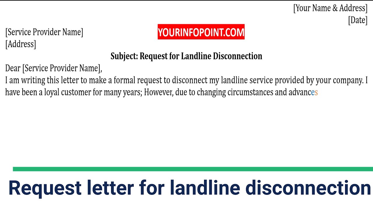 Request Letter for Landline Disconnection - Landline Disconnect