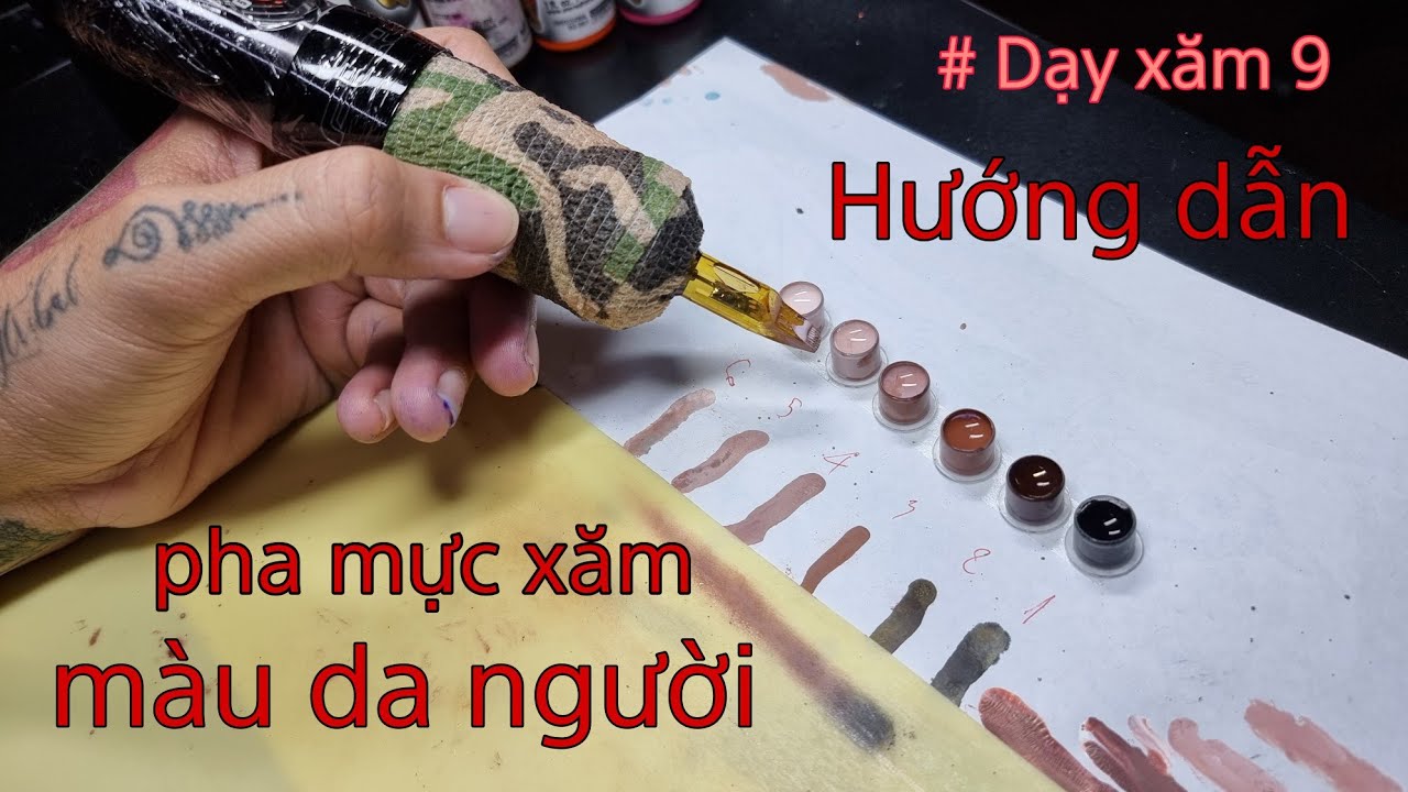 Dạy xăm I Cách pha mực màu da để xăm hình chân dung I Đông Tribal