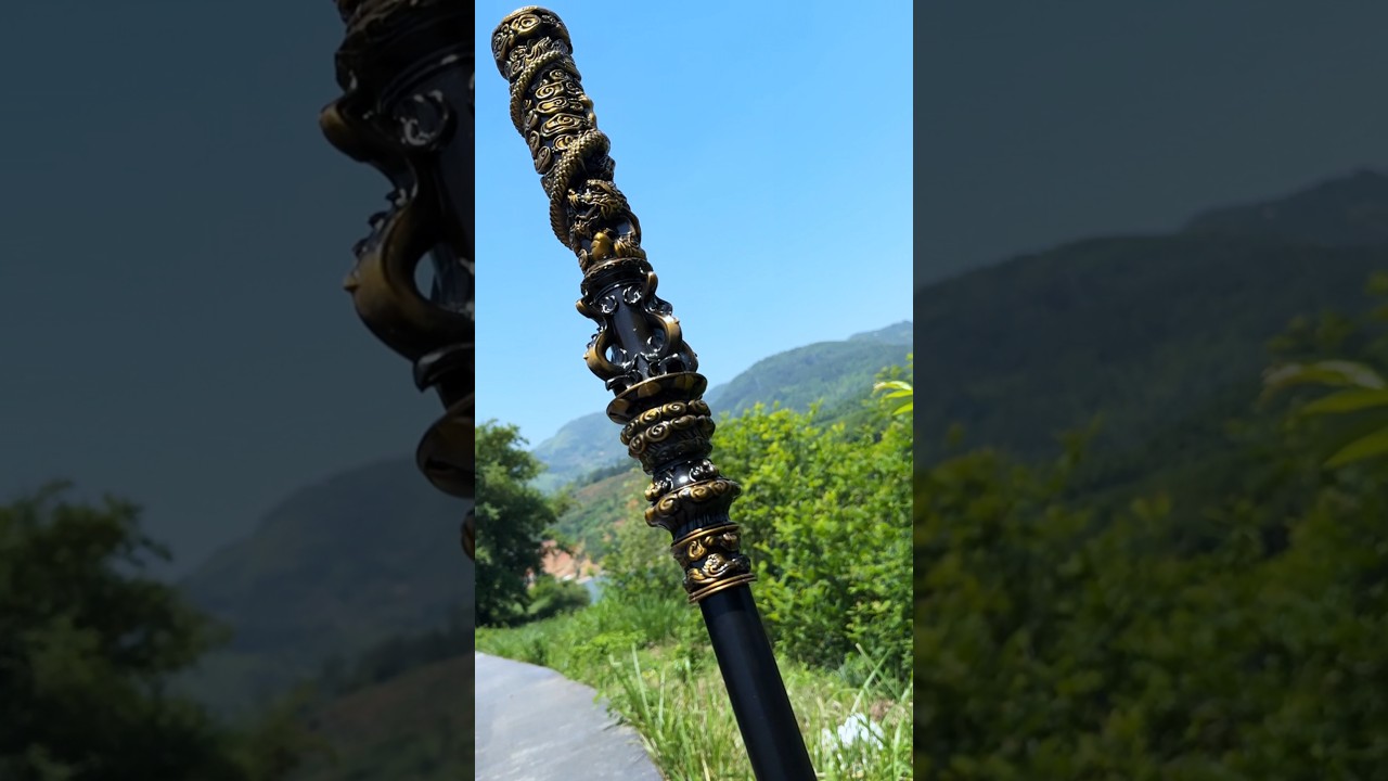 BLACKMYTH Wooden Monkey King Staff Kungfu WuKong Sticks Monkey Cudgels Carving Dragon Golden Cudgel#