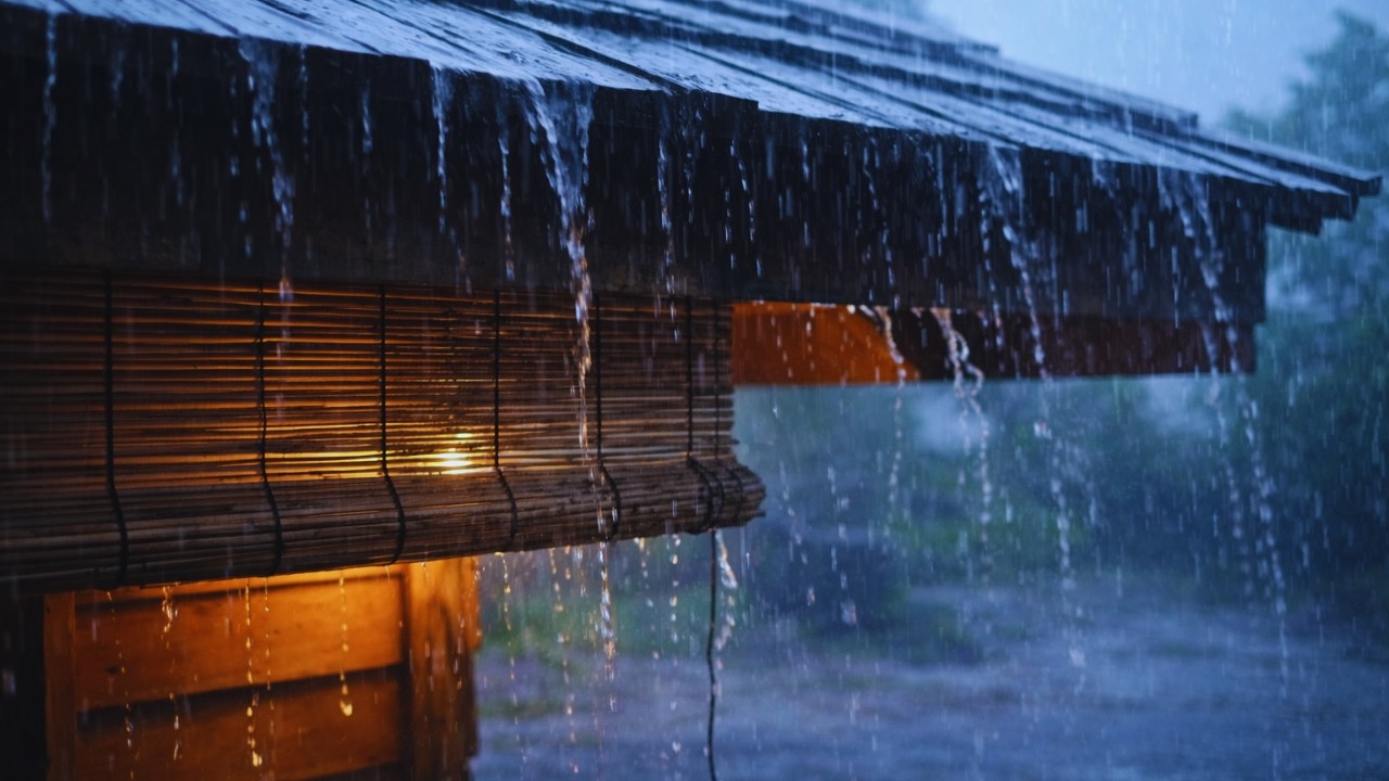 Stop Overthinking with Heavy Rain & Thunder on Wooden Cabin Roof | Calm Rain Sounds for Sleeping