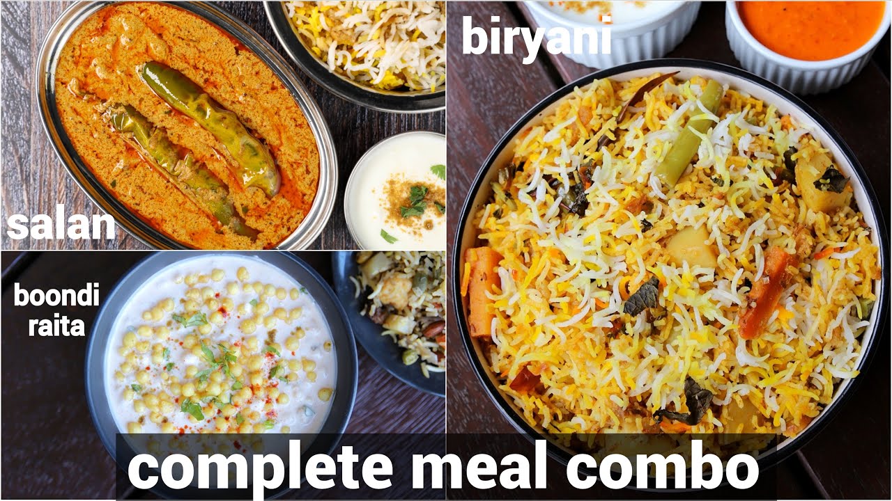 dum biriyani with salan & raita combo meal | biriyani & mirchi ka salan gravy with curd raits