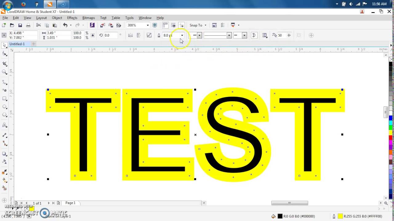 Corel Draw X7 Outline and Fill color