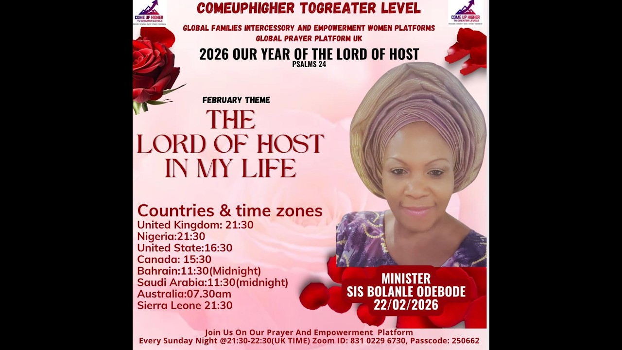 Sundays Prayer Meeting On CUH2GL Global Platform With Sis Bolanle Odebode