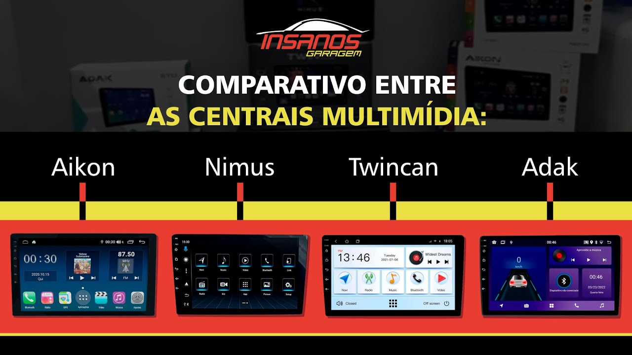 Comparativo das Centrais Multimídia Aikon, Nimus, Twincan e Adak - Detalhamento Hardware e Funções