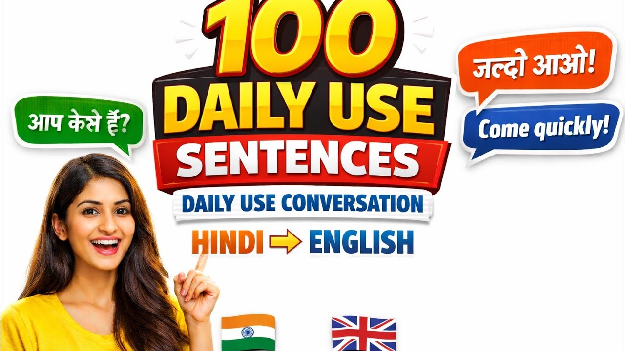 100 Daily Use English Sentences | Hindi to English | Daily Use Conversation Practice