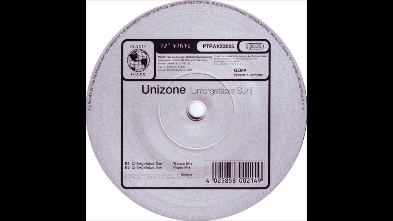 Unizone - Unforgetable Sun (Trance Mix) (1999)
