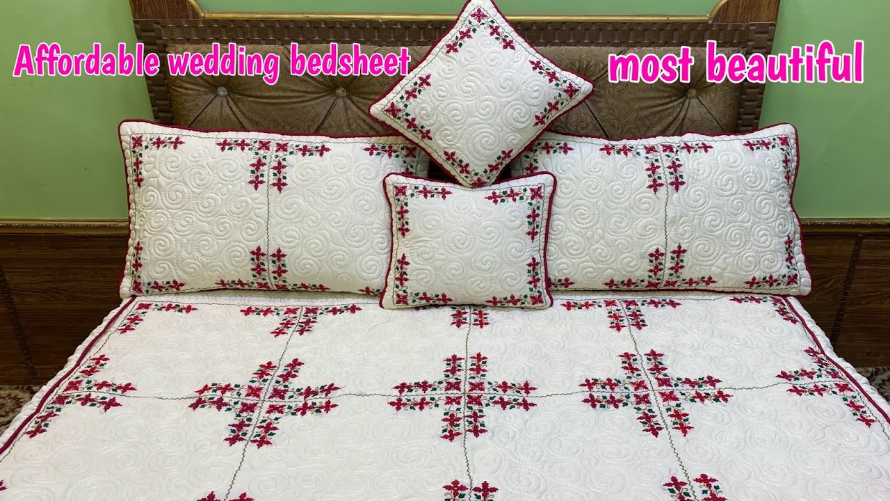 New best design hand Embroidery bedsheet available on affordable price EID SPECIAL