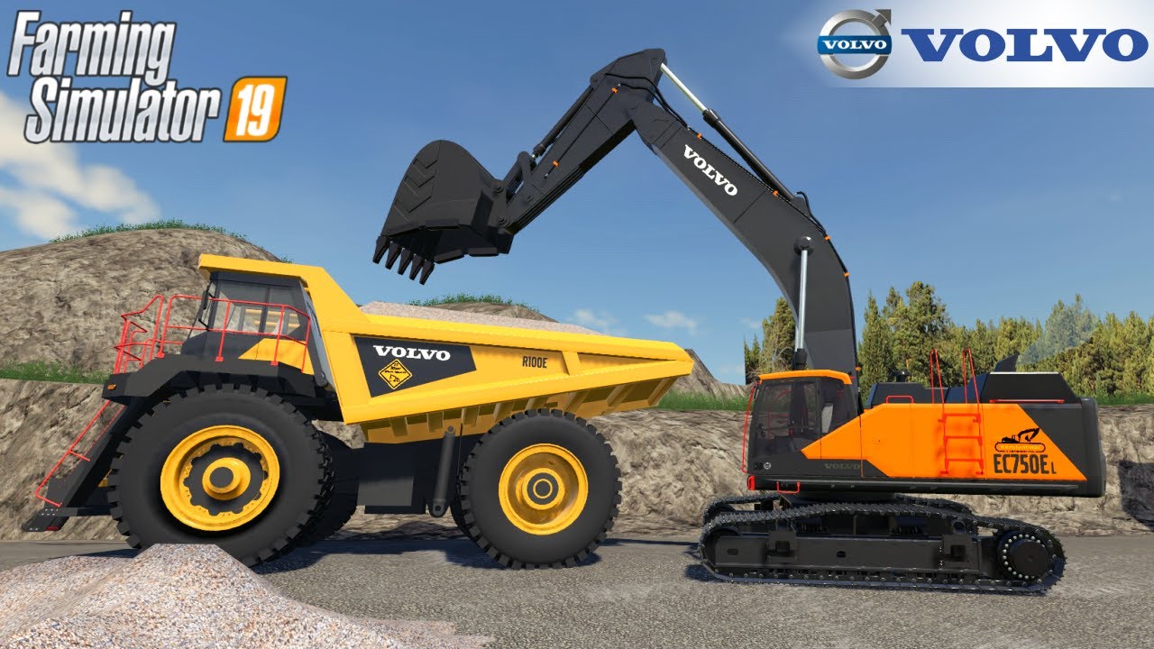 Farming Simulator 19 - VOLVO EC 750EL Excavator Loading Mining Dump Truck