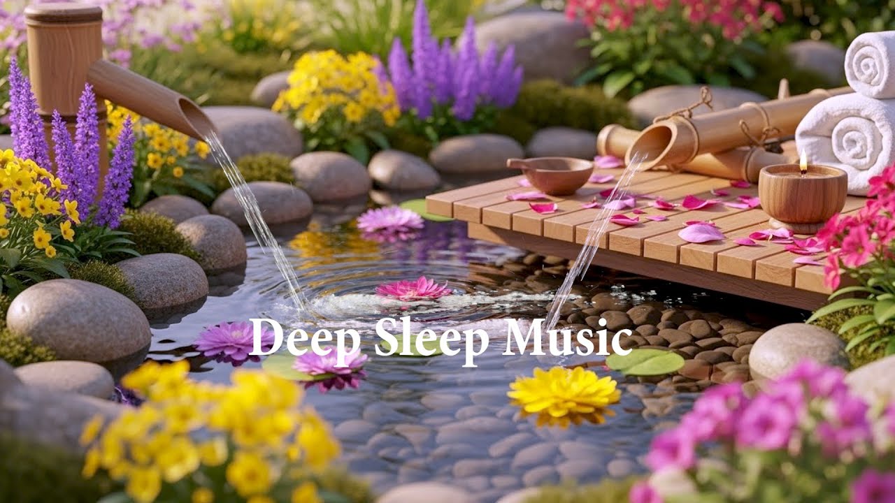 Relaxing Piano Music and Bamboo Water Sounds 🌿 Deep Sleep Music, Relieve Stress, Anxiety, Calming