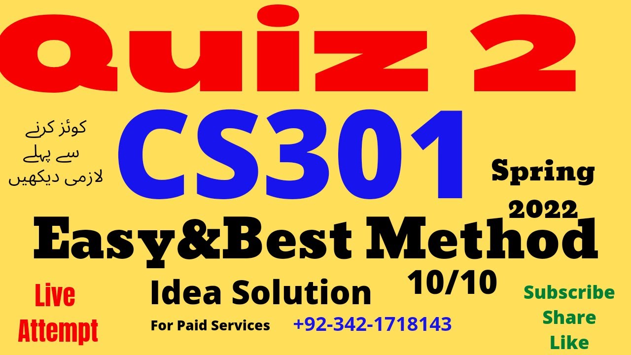 cs301 quiz 2 solution spring 2022 cs301 quiz 2 2022 cs301 quiz 2 live quiz 2 cs301 live 2022 waqas