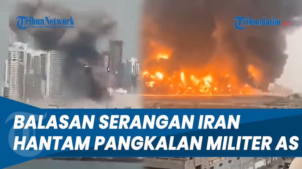 SERANGAN BALASAN IRAN! Pangkalan Militer AS Meledak usai Dihantam Rudal, Asap Hitam Membumbung