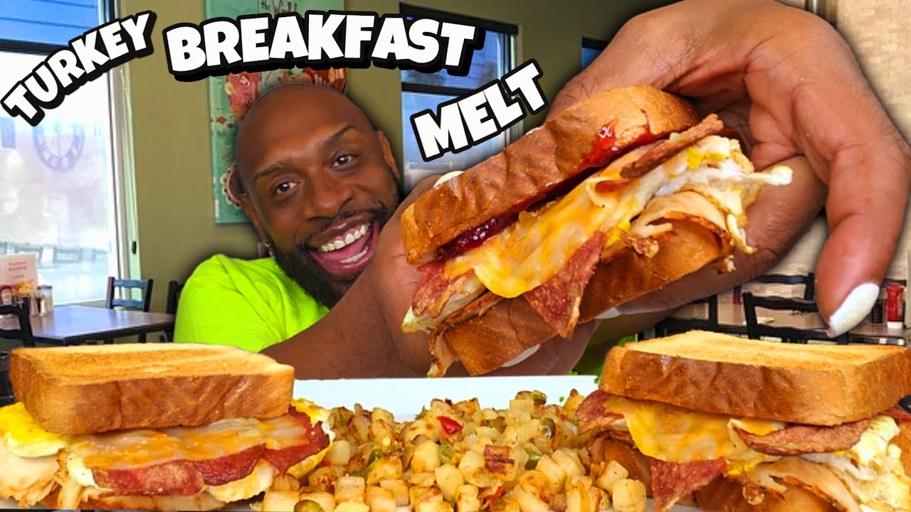 TURKEY BACON EGG & CHEESE BREAKFAST MELT MUKBANG 먹방 | #foodie #followme