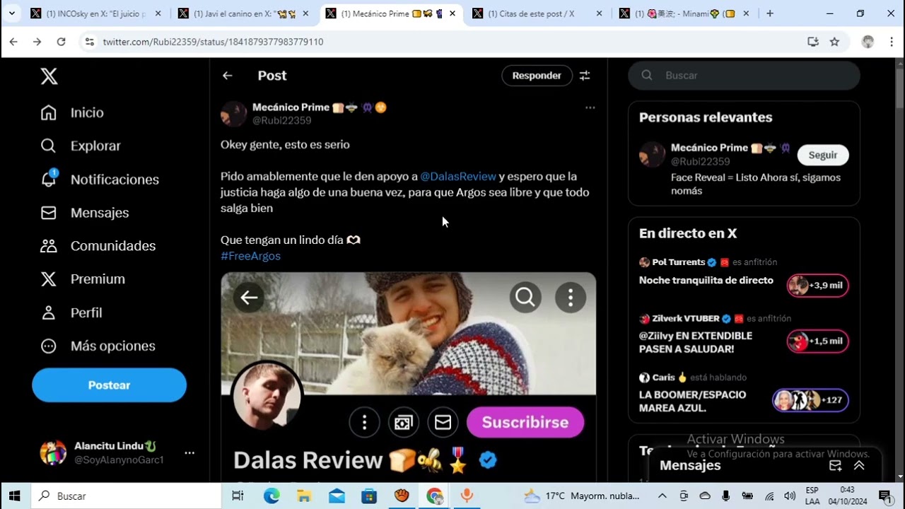 DALAS REVIEW TIENE HOY 04/10/24 el JUICIO de ARGOZ ACOMPAÑADO de JAVI y #FreeArgos ES TENDENCIA!