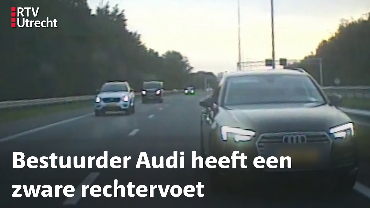 Audi rijdt met hoge snelheid over A27, rijdt over puntstuk en bumperkleeft erop los | RTV Utrecht