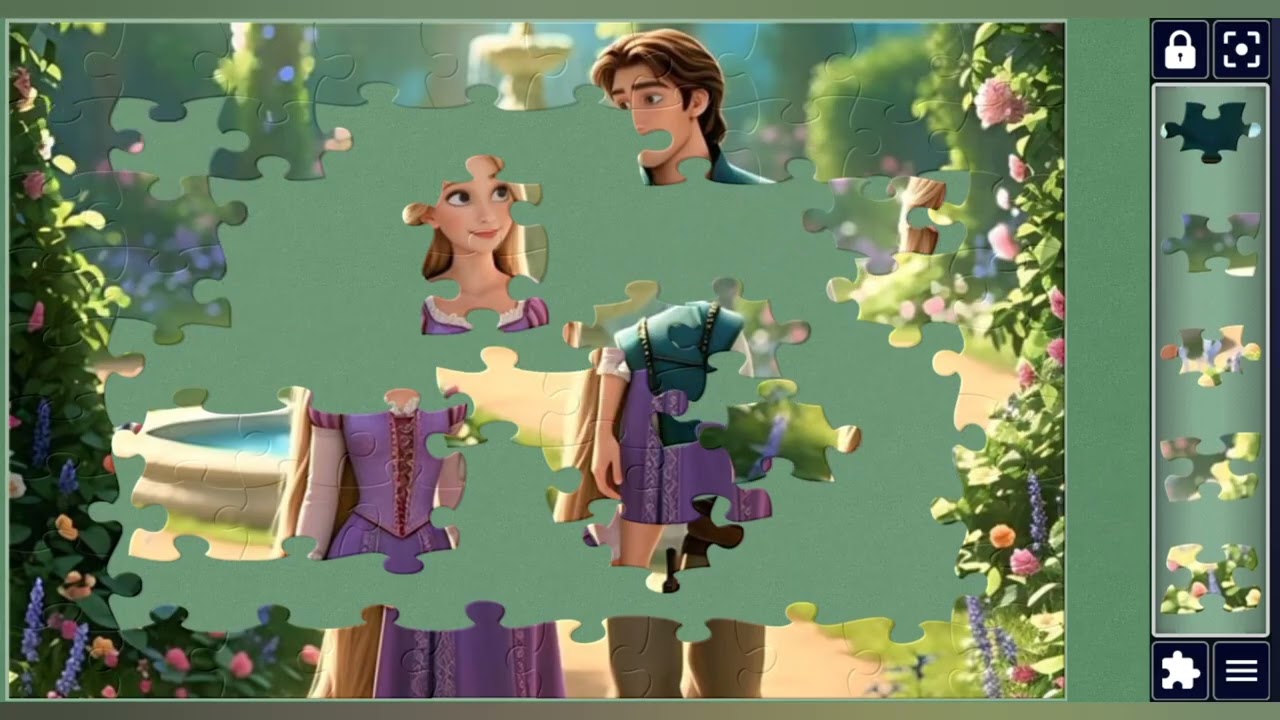 Rapunzel & Flynn Rider's Garden Stroll👑👑👩‍❤️‍👨🌈💐🌈//jigsaw Challenge Hub🧩🧩//Fun with puzzles🧩🧩//