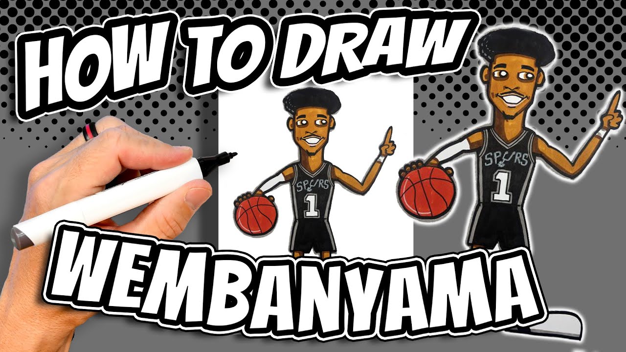 How to Draw Victor Wembanyama for Kids - San Antonio Spurs NBA Basketball Player