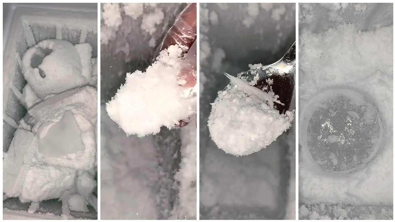 Freezer frost eating ❄️ Crunchy ice eating 🧊 Thin crispy frost spoonfuls (Request) #satisfyingasmr 