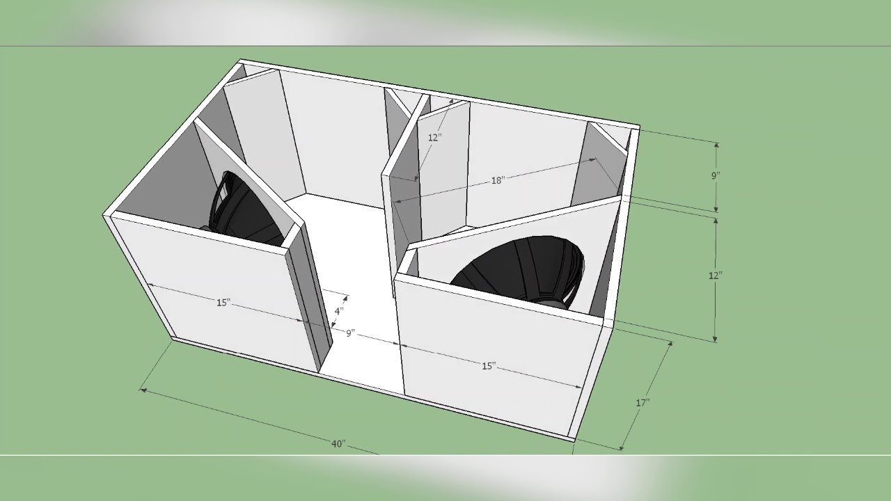 BOX PLAN Professional 4th Order Bandpass Bass Dual 15inch Subwoofer Box