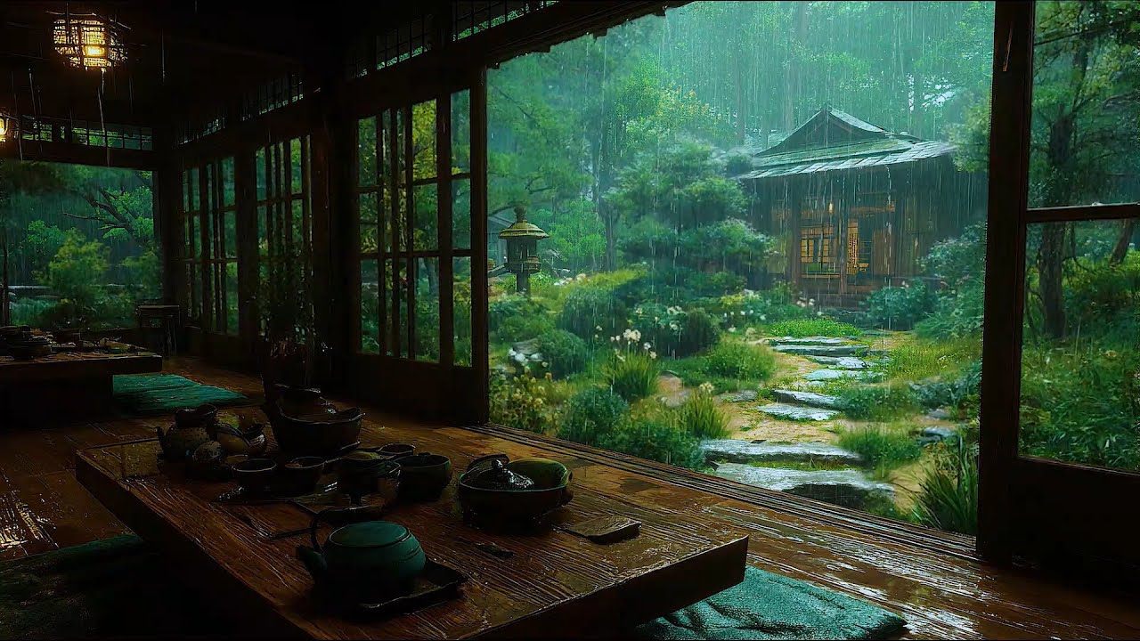 Sleep Peacefully with Rain in Japanese Tea Room 🍀 Immerse Yourself in The Rain's Melody