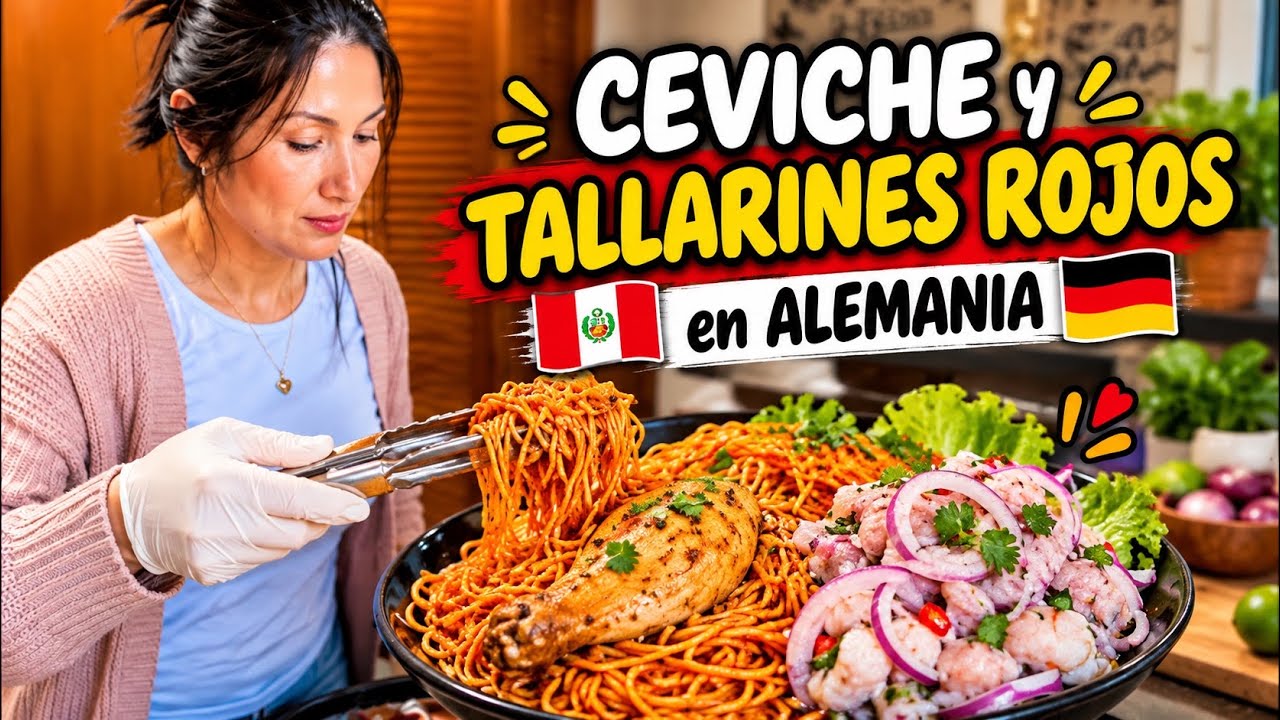 Ceviche y tallarines rojos en Alemania 🇩🇪 | Mi esposo reacciona a mi comida peruana | Shirley Tocic