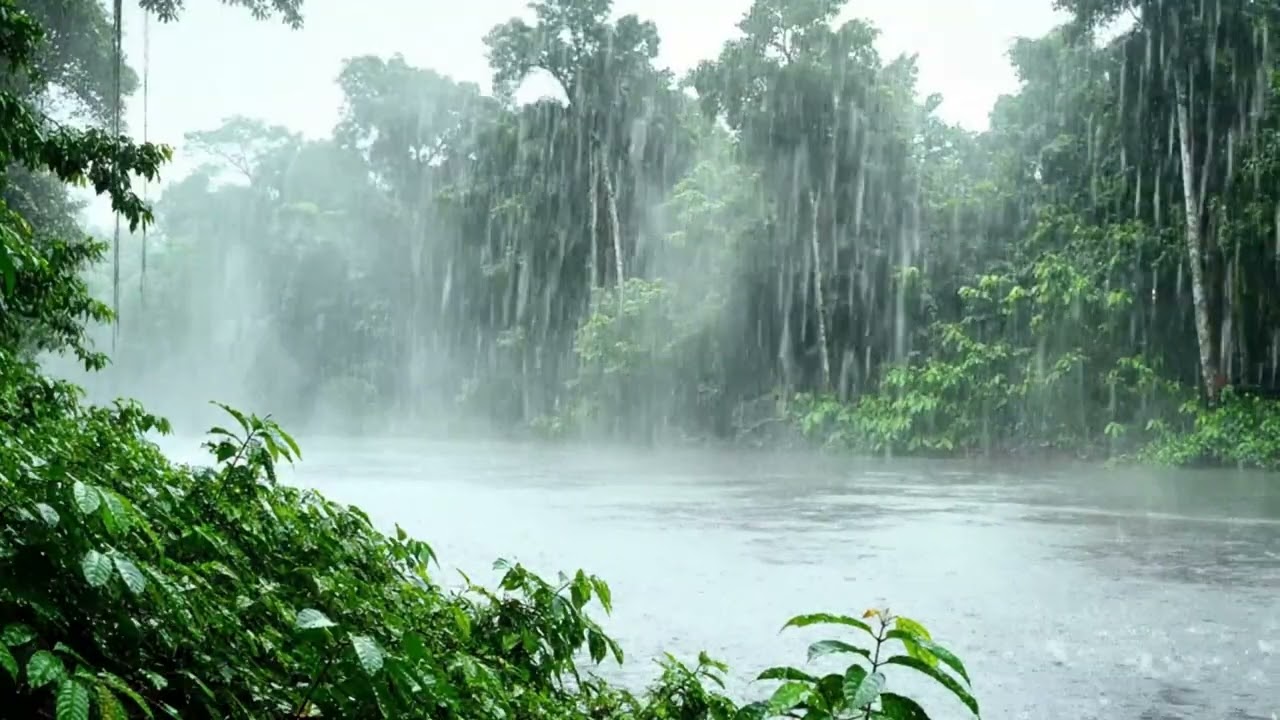 10 Hours Tropical Relaxing Rain Sound | Amazon Rainforest ASMR