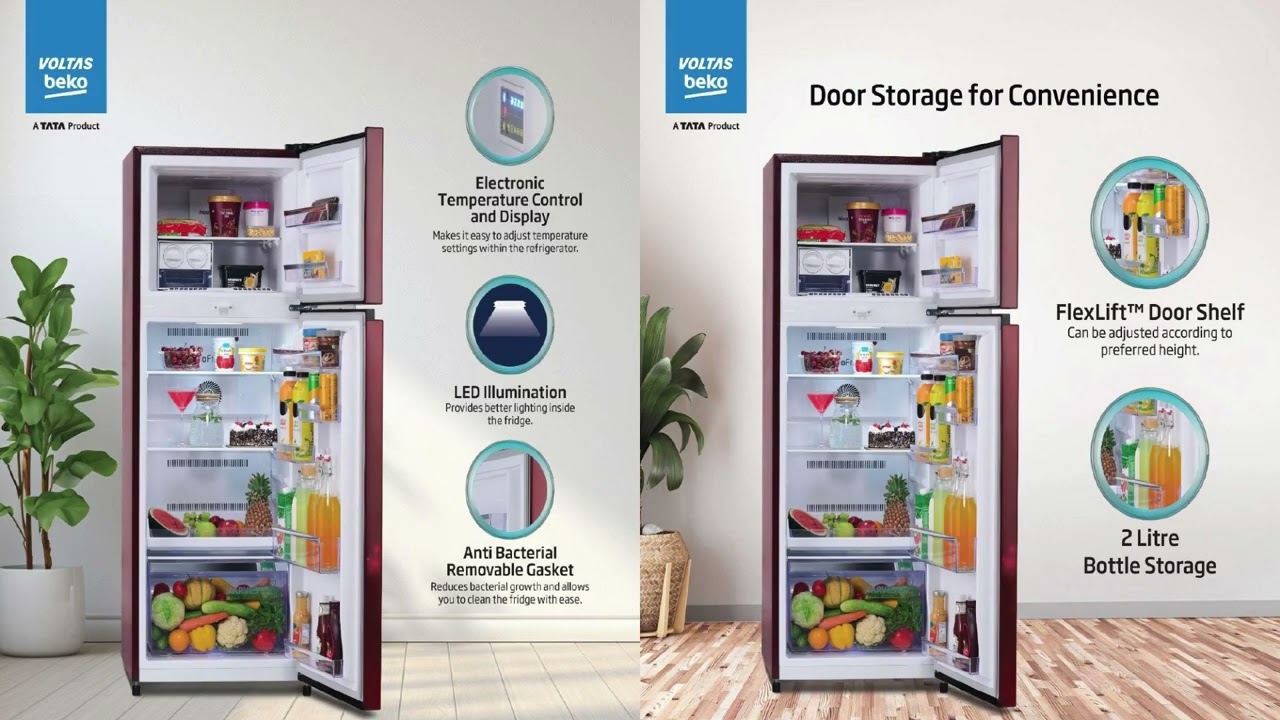 HARVEST FRESH VOLTAS BEKO FROST FREE REFRIGIRATORS RFF315D/WPV300RMWD - MOONLIGHT WINE
