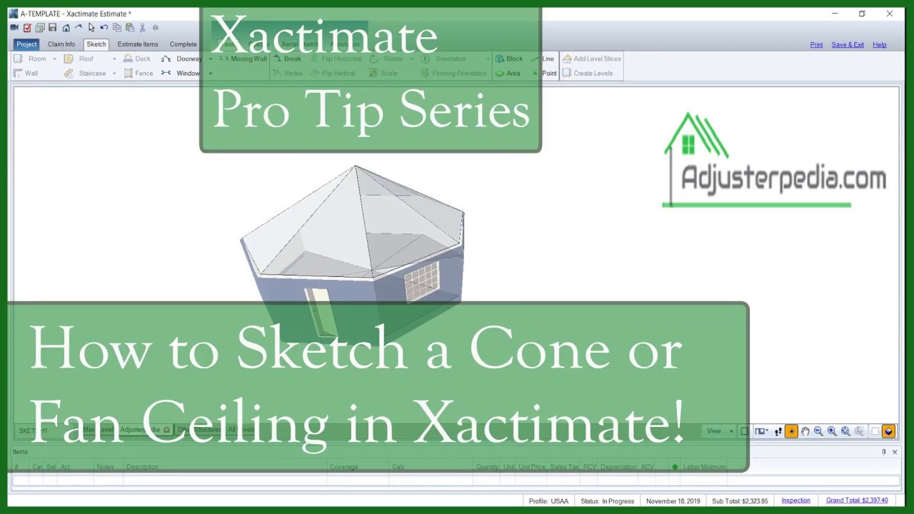 How to Sketch a Cone or Fan Ceiling in Xactimate