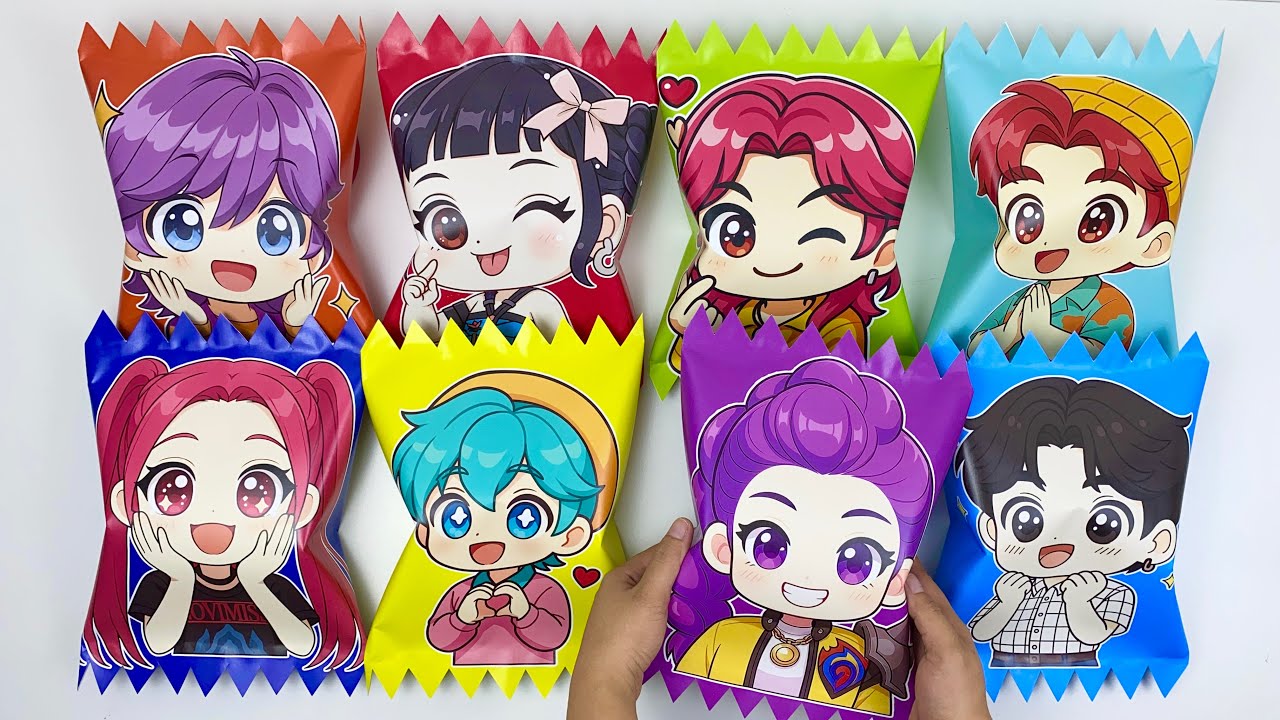 👩‍🎨 PAPER DIY 👩‍🎨 ASMR Unboxing Kppop Demon Hunters Blind Candy | Huntrix - Saja Boys