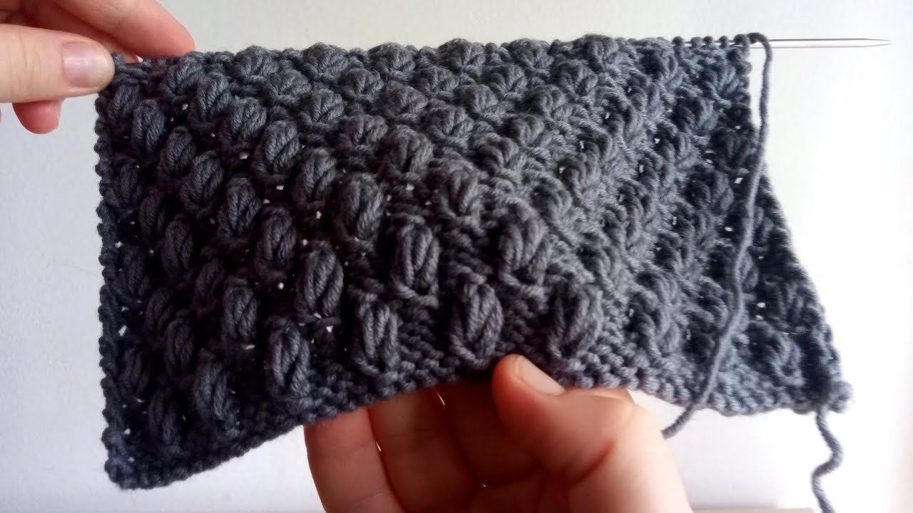 Punto maglia ai ferri in rilievo simile ai boccioli di fiori, per borse, coperte, cardigan, cappelli