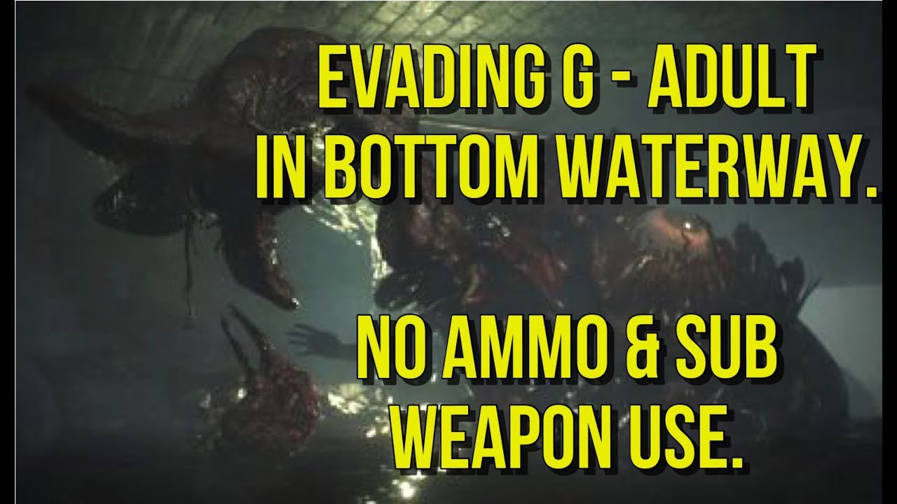 RESIDENT EVIL 2 - Evading G-Adult in bottom waterway without using any ammo.(Hardcore)