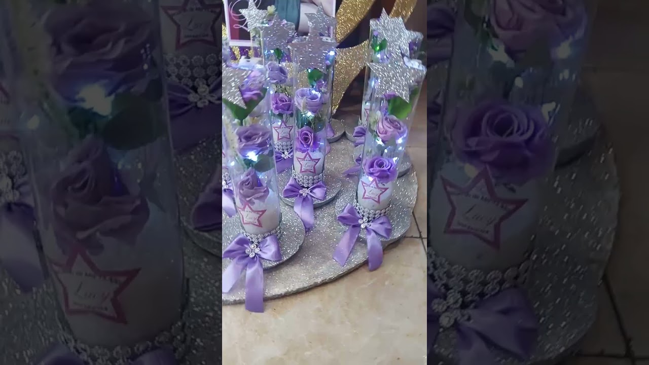 centros de mesa estrella lila