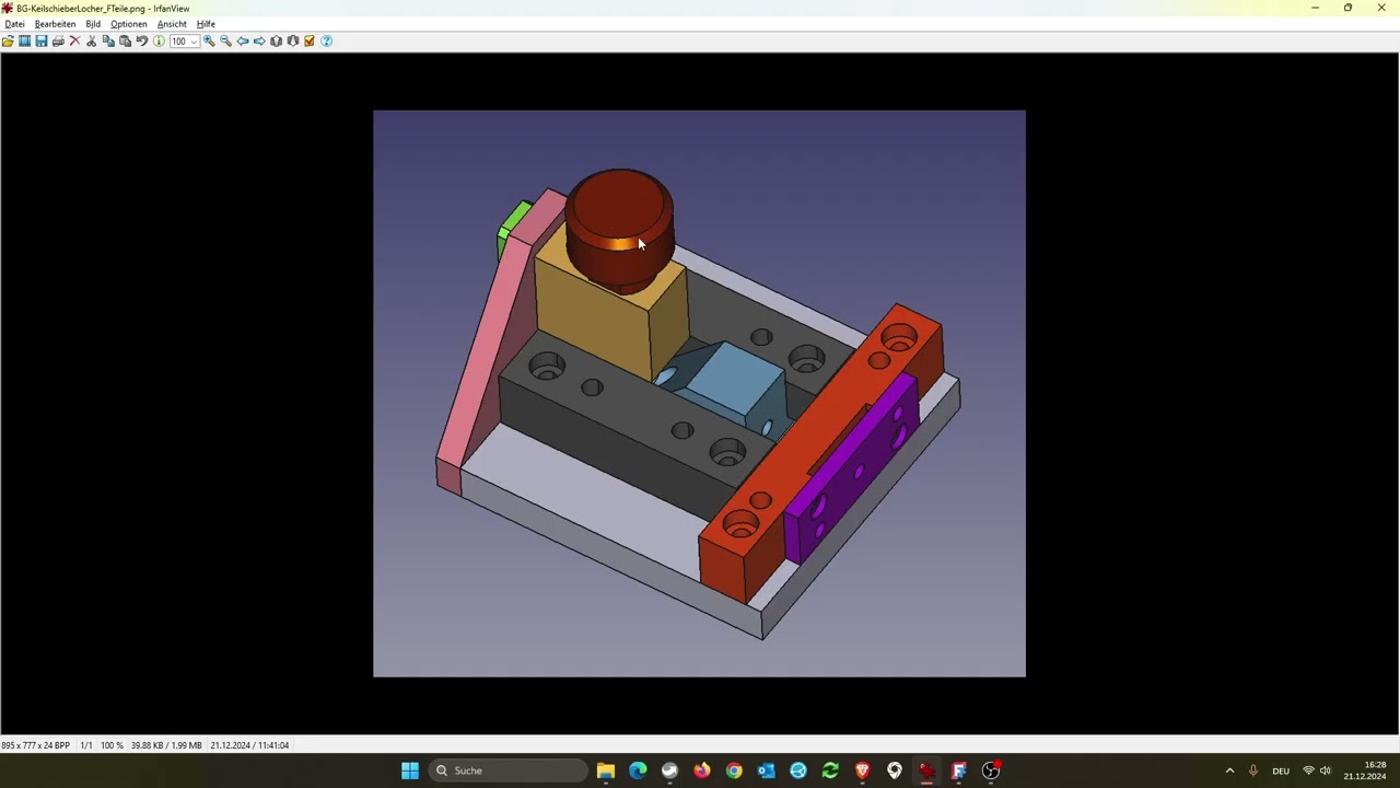 FreeCAD 1.0 - Assembly mit Baugruppe Keilschieber-Locher