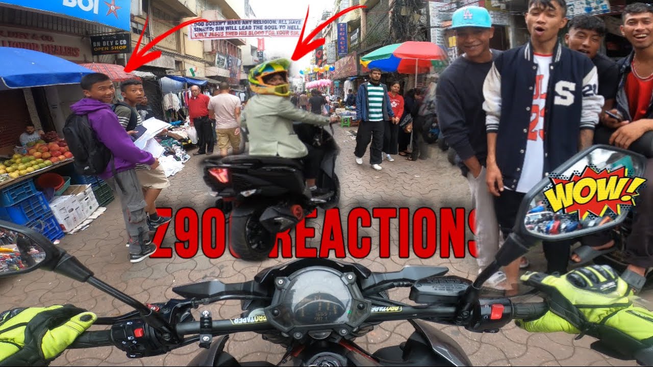 Public reaction on superbike in Shillong police bazaar ||people reaction on Kawasaki z900 reaction
