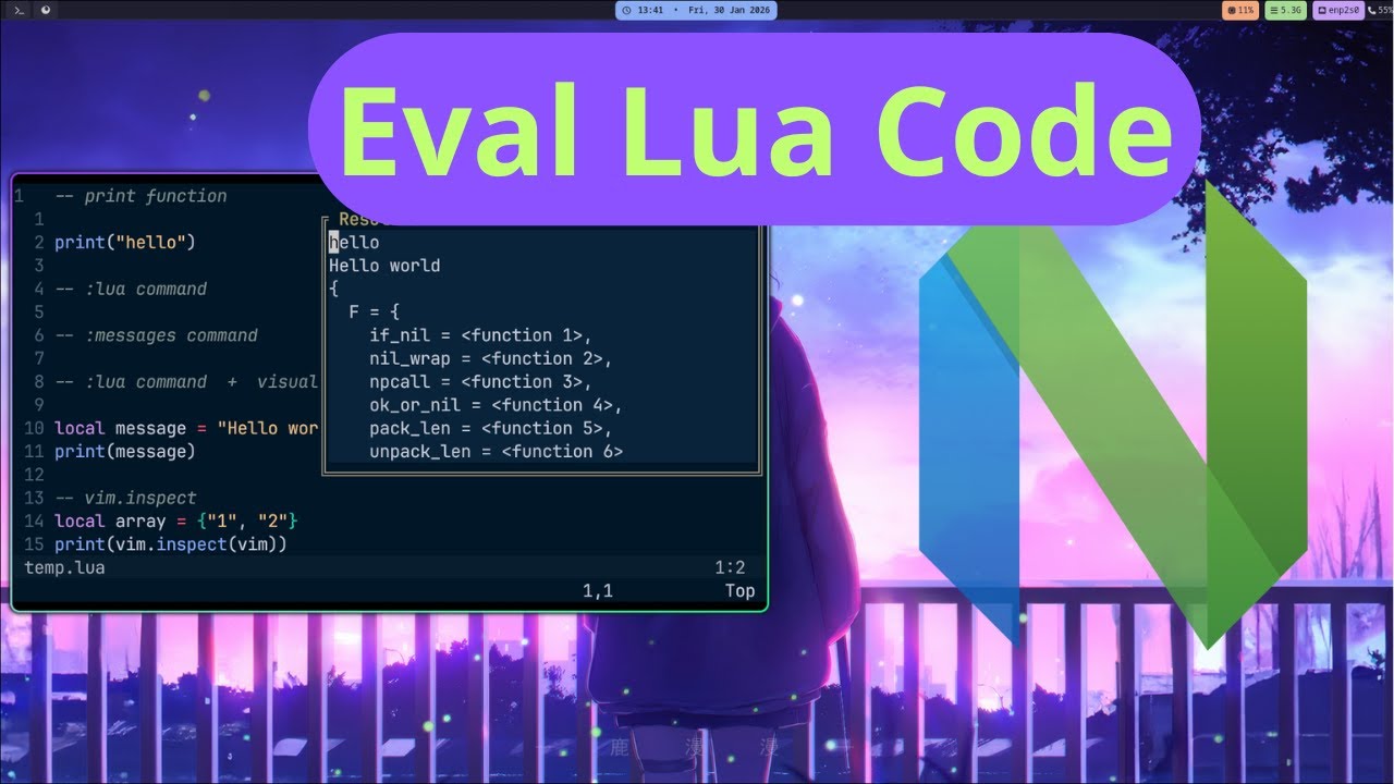 How to Inspect, run and eval Lua code in Neovim