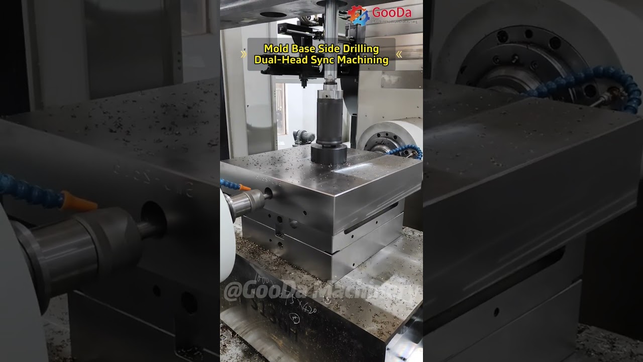 Mold Base 4-Side Drilling, Dual-Head Sync Machining #mold #moldbase #cncmachining #hmc #drilling