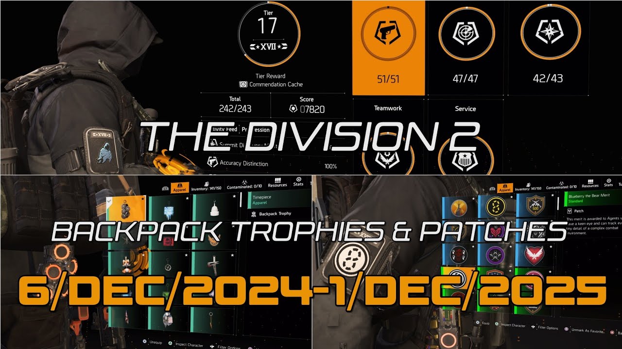 Tom Clancy's The Division 2: Arm Patches & Backpack Trophies LIST (6/Dec/2024 - 1/Dec/2025)