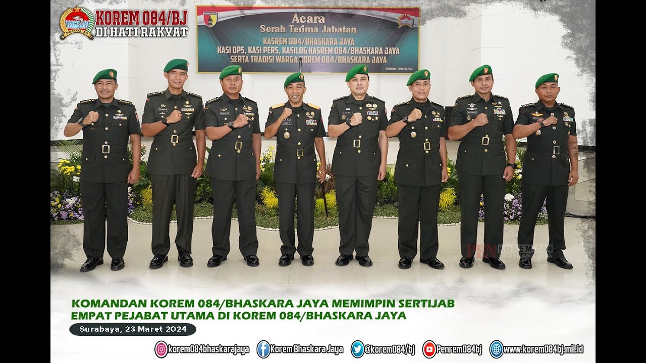 Empat Pejabat Utama di Korem 084/Bhaskara Jaya Melaksanakan Serah Terima