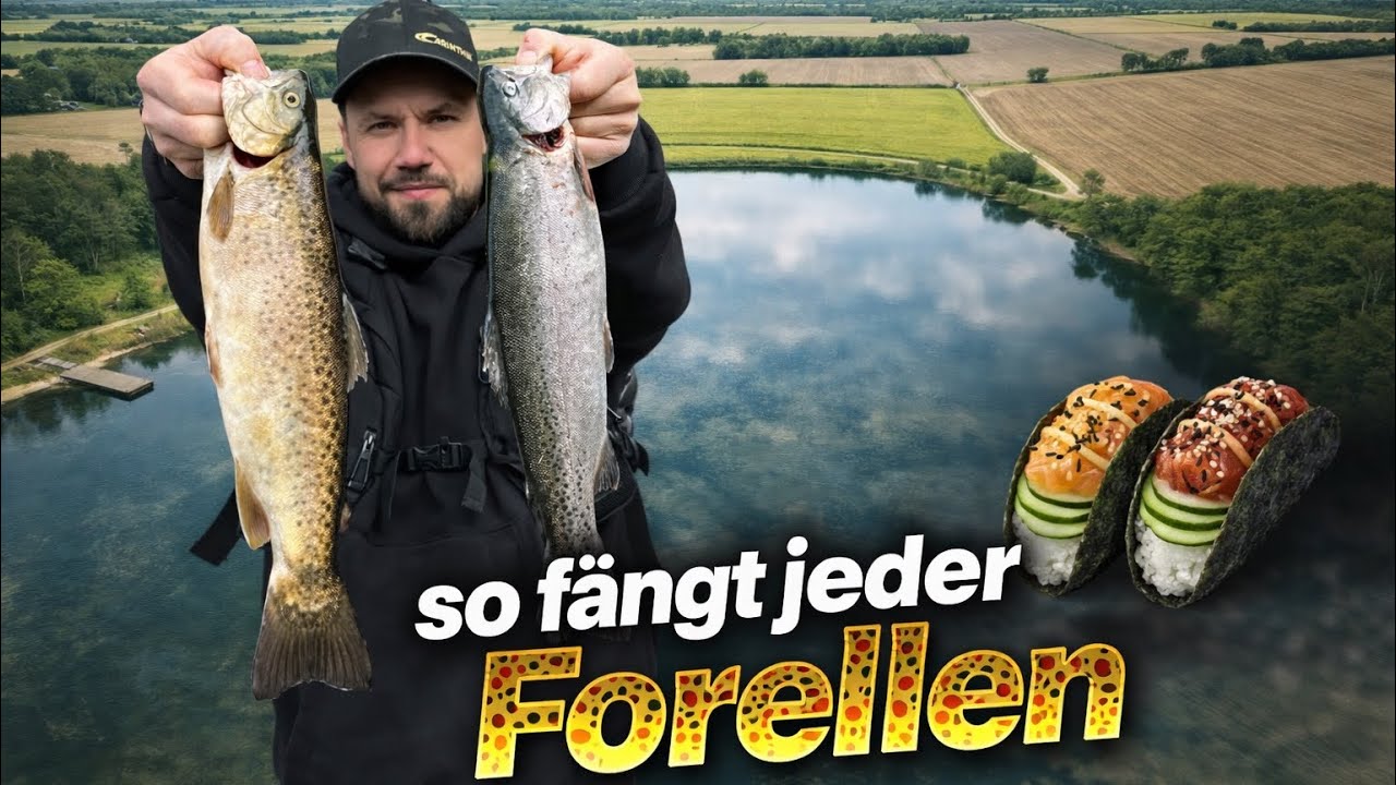 ANGELN AM FORELLENSEE 🎣🐟 + CATCH & COOK [Sushi Tacos 🌮] 